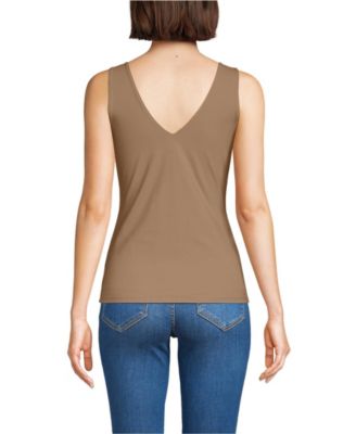 Women's Tugless Double Layer Lace V-Neck Tank Top