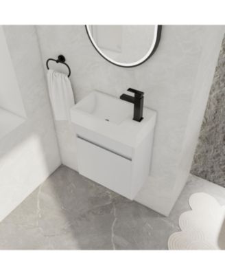 18 Inch Bathroom Vanity with White Resin Sink and Soft-Close Cabinet Door