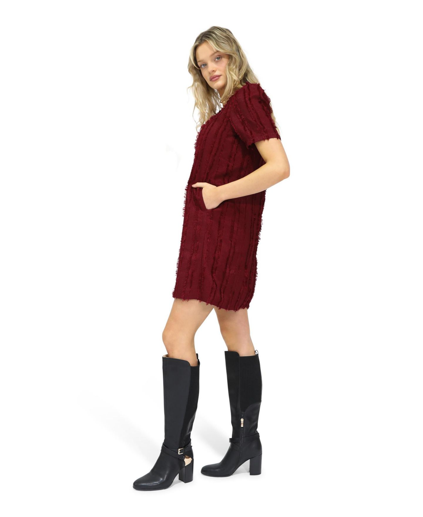 Женское платье Belle & Bloom Solana Boho Fringe Mini Shift, цвет: Бордовый — фото 2