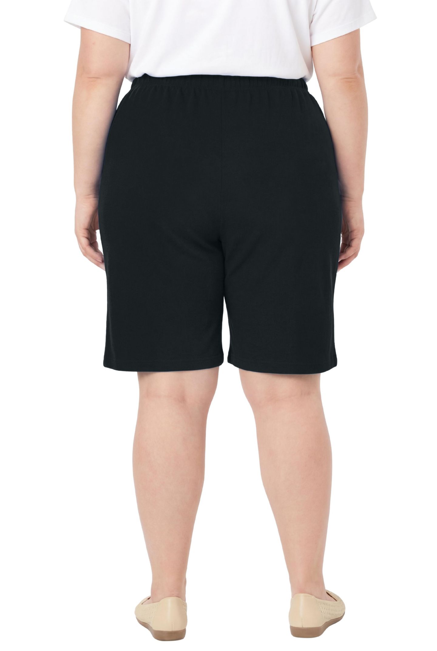 Женские шорты Woman Within Plus Size 7-Day Knit Bermuda, цвет: Чёрный — фото 2
