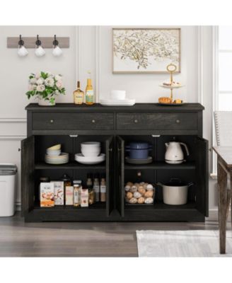 Storage Cabinet with Two Drawers and Four Doors