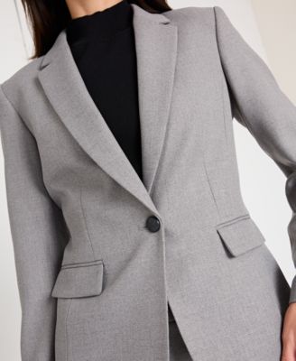 Petite Women's Herringbone Peak Lapel Blazer