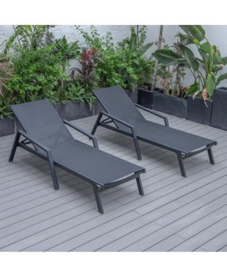 Lounge Chair With Armrests in Black Aluminum Frame, Set of 2
