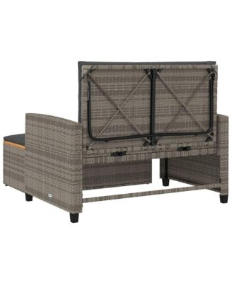 Garden Sofa Gray PE wicker, acacia wood, powder-coated steel Medium