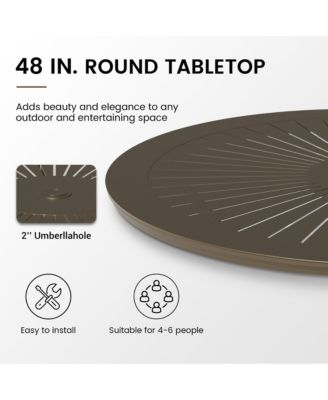 48" Patio Dining Table Bistro Table with 2" Umbrella Hole