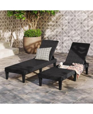 Outdoor Chaise Lounger with 3 Position Recline & Waterproof Rattan