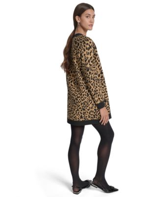 Women's Cheetah Print Long Sleeve Cardigan Sweater