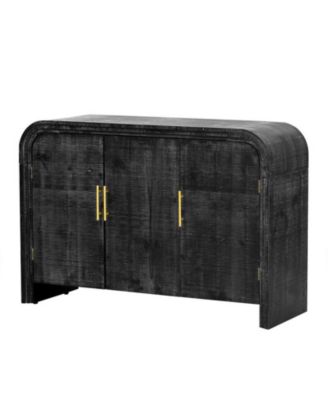 Retro Minimalist Curved Cabinet with Gold Handles and Adjustable Dividers