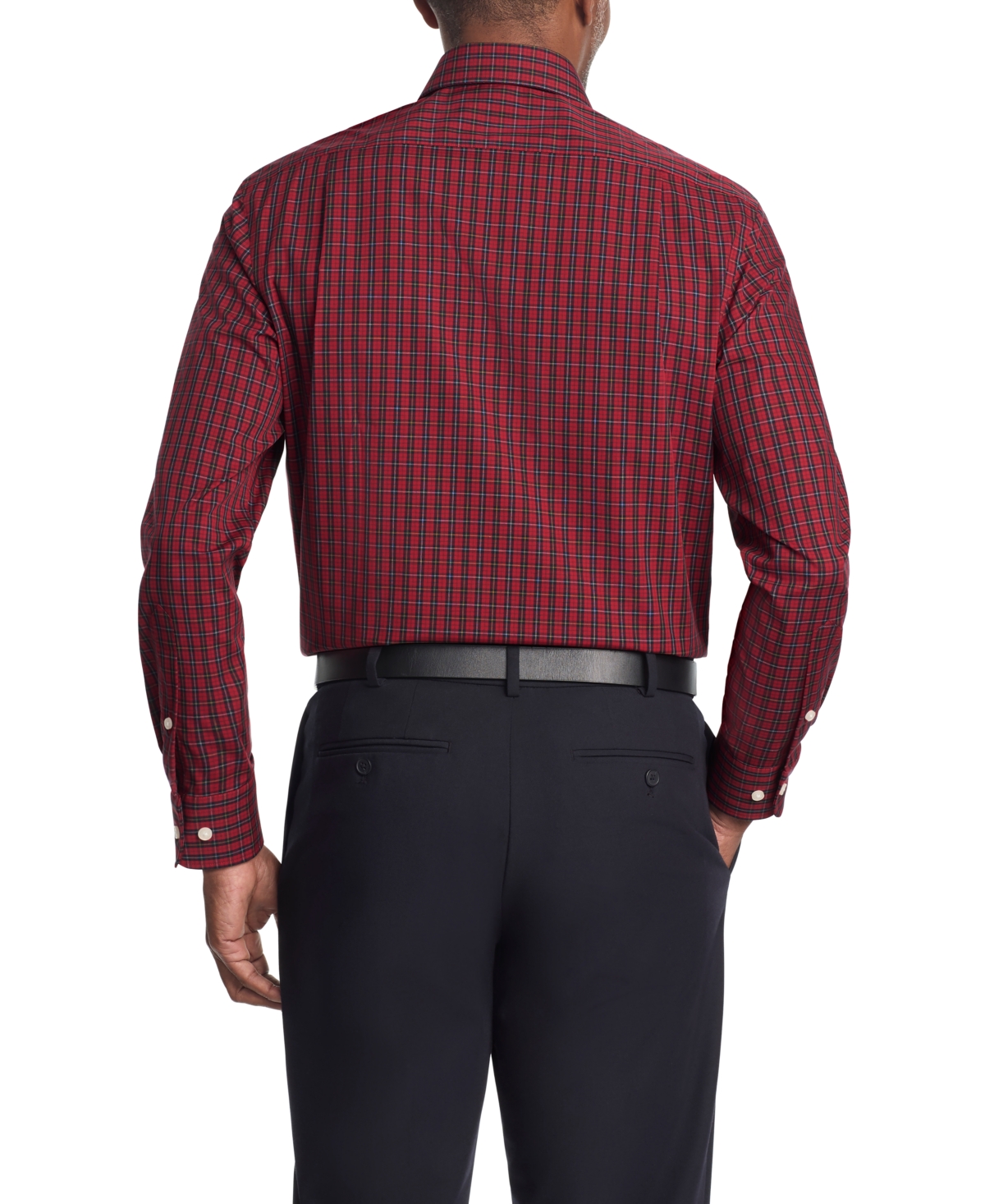 Tommy Hilfiger Regular Fit Plaid Thflex Dress Shirt In Burgundy