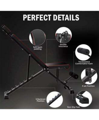 650LB Adjustable Weight Bench for Full Body Workout, Fast Folding Design