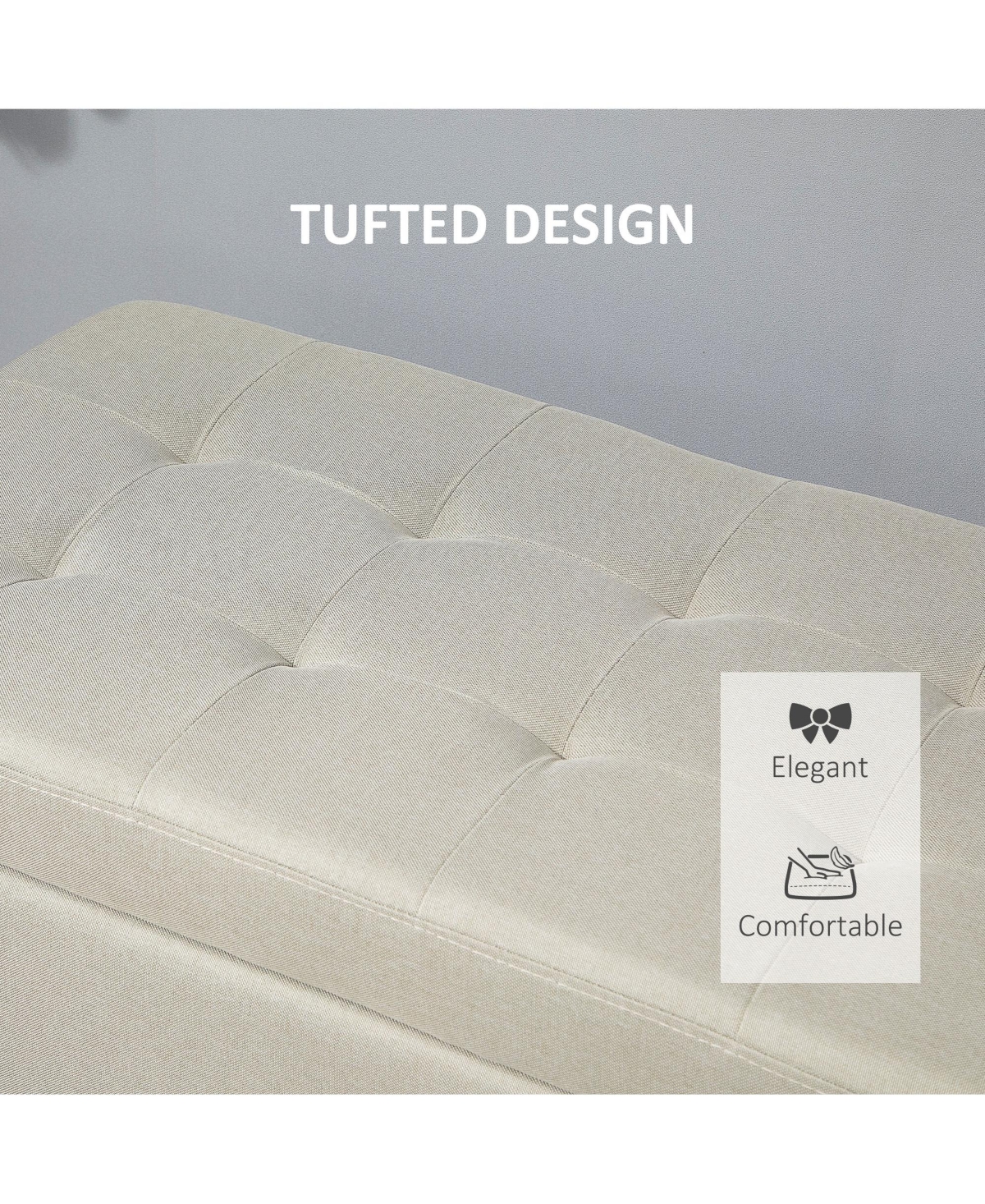 Homcom Fabric Lift Top Shoe Bench Storage Ottoman Tufted Stool Home Furniture