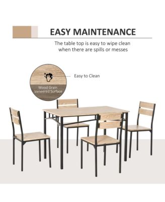 Rustic Industrial 5-Piece Dining Table Set Metal with 4 Chairs