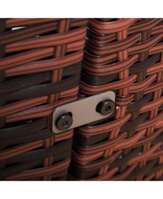 Rat Daybed Patio Furniture Set w/ Adjustable Canopy,