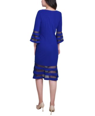 Women's Shadow Stripe Elbow Sleeve Dress