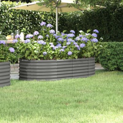 Garden Raised Bed Grey Powder-coated steel Large Durable