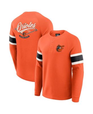 Fanatics - Men's Orange Baltimore Orioles Waffle-Knit Raglan Long Sleeve Henley T-Shirt
