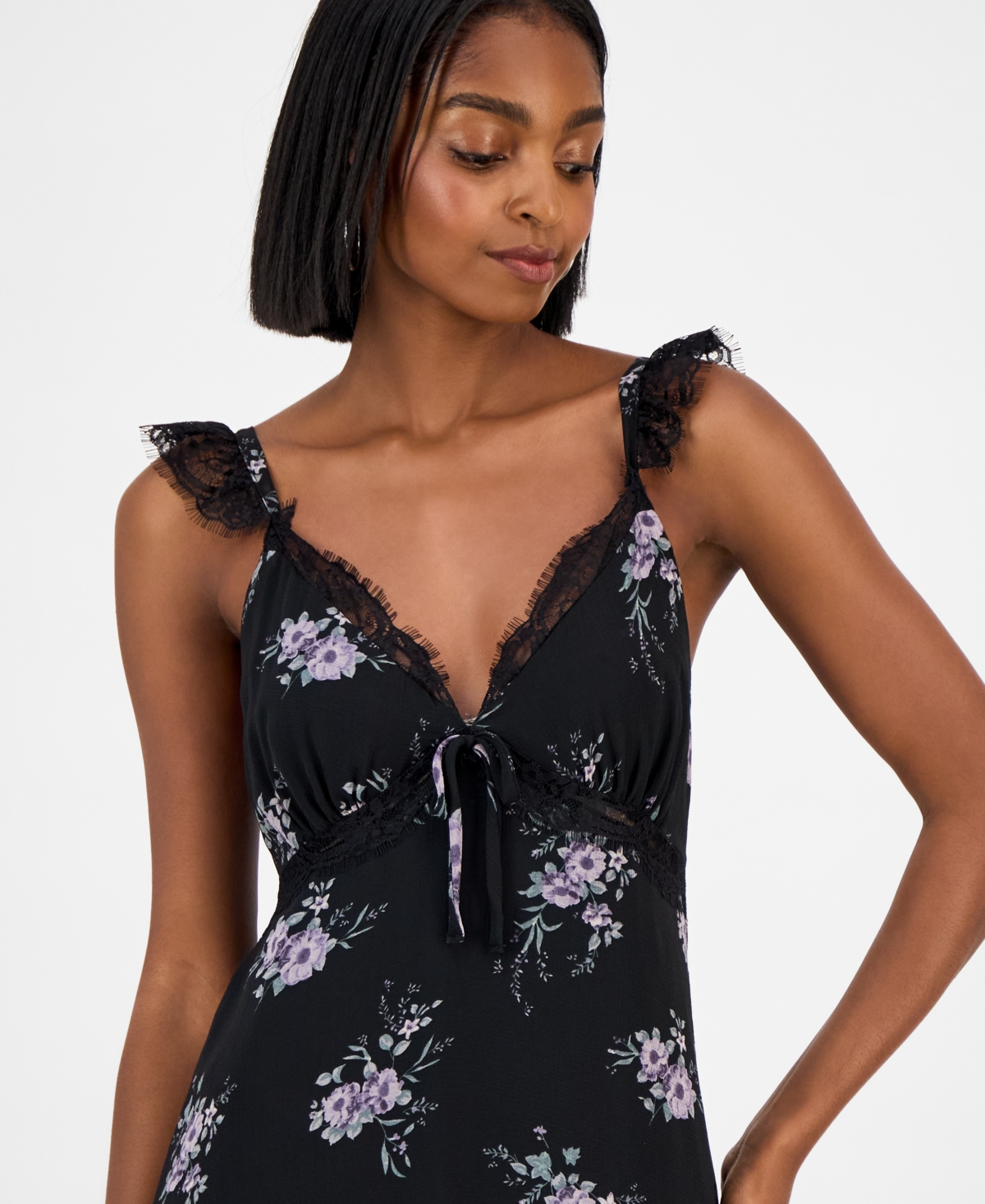 And Now This Women's Textured Slip Dress, Macy's Exclusive In Black