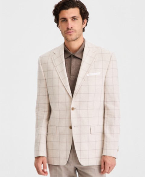 Мужские пиджаки Michael Kors Men's Classic-Fit Tan Patterned Blazer