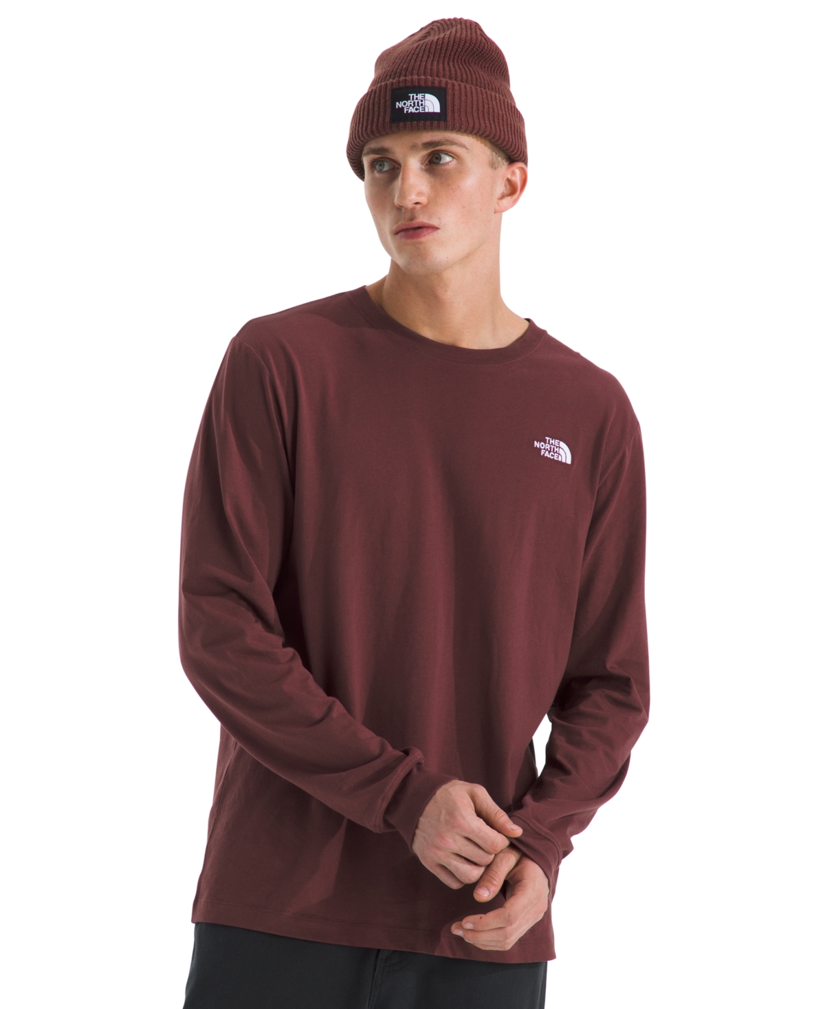 The North Face Men's Evolution Simple Dome Long Sleeve T-shirt In Burgundy