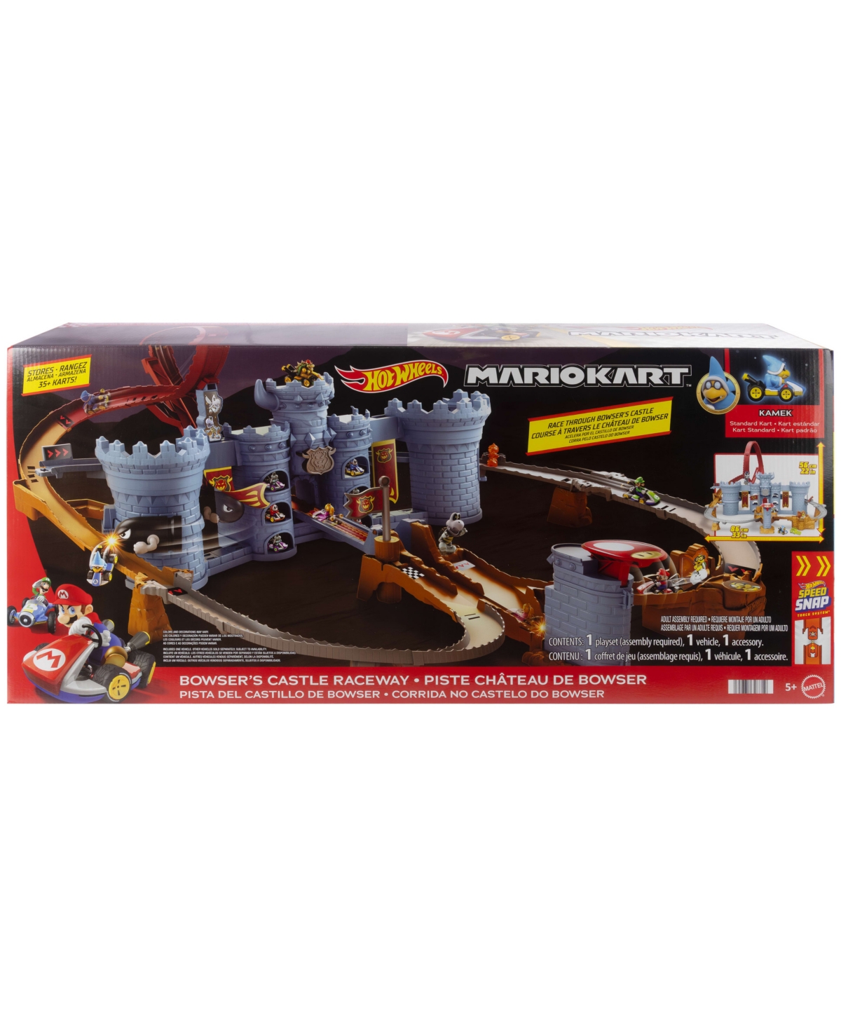 Hot Wheels Mario Kart Bowser's Castle Track Set And Vehicle In Multi