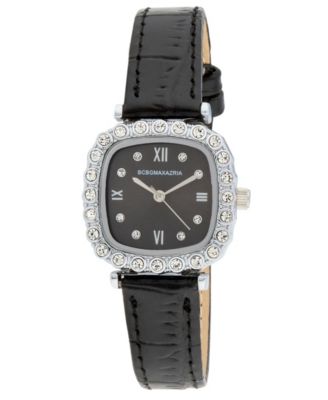Women's Halo Black Leather Strap Watch, 28mm