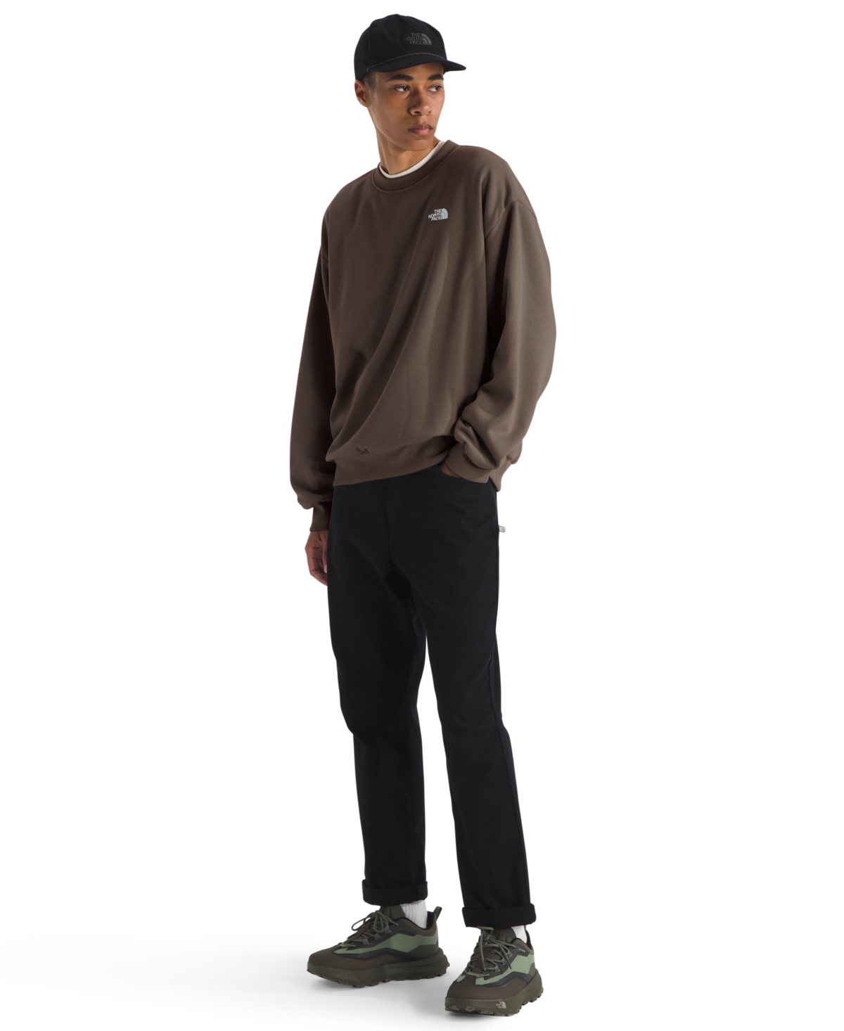 The North Face Men's Evolution Simple Dome Oversized Crew Sweatshirt In Brown