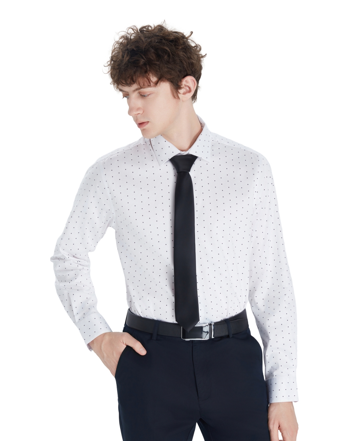 Bar Iii Men's Even Dot Print Dress Shirt, Macy's Exclusive In White