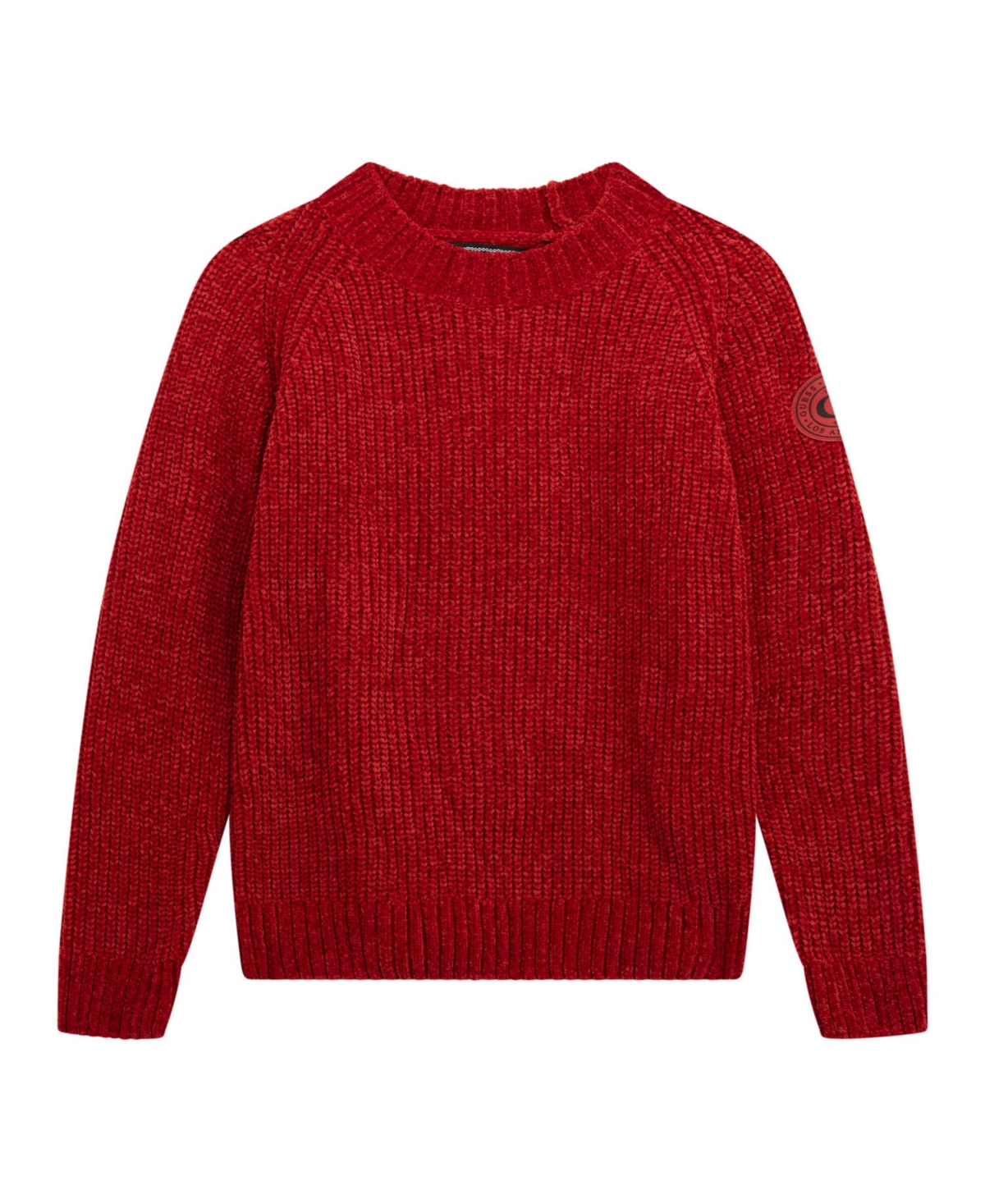 Guess Kids' Big Boys Long Sleeve Chenille Knit Sweater In Red