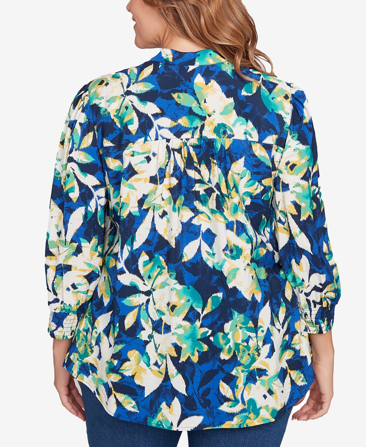 Ruby Rd. Plus Size Floral Silky Voile Button Down Top In Multi