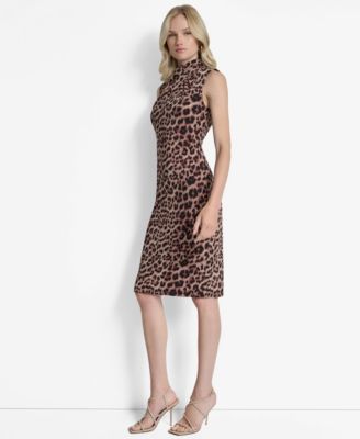 Petite Sleeveless Twisted Mock Neck Midi Dress