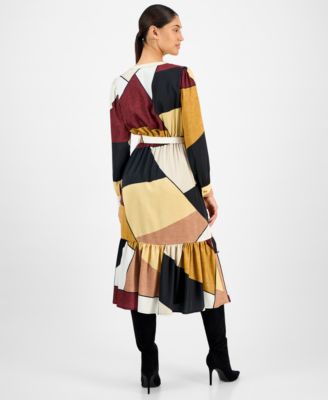 Women's Printed Button-Front Midi Dress