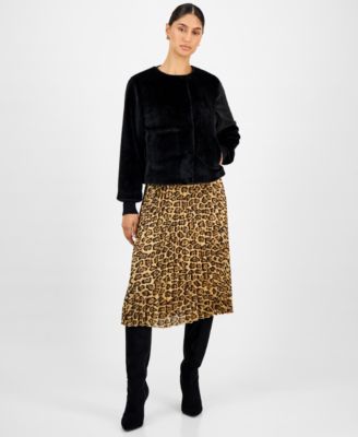 Women's Knit-Cuff Faux-Fur Jacket