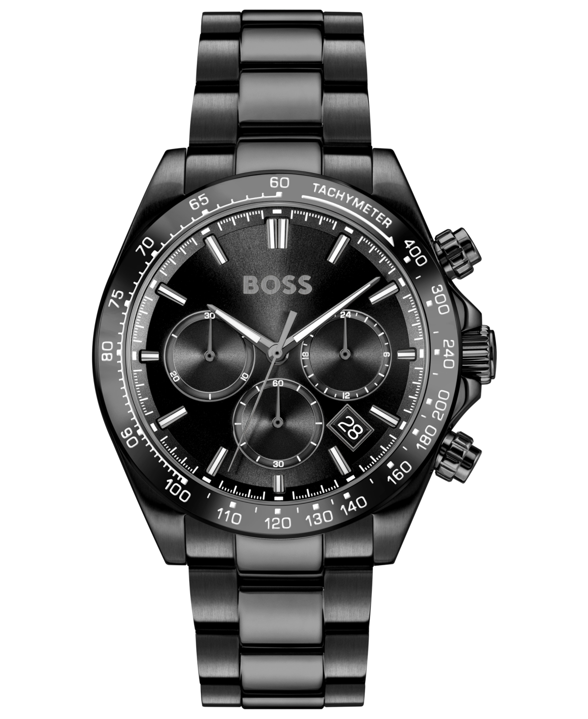 Hugo Boss Men's Hero 2.0 Quartz Fashion Chrono Ionic Plated Black Steel Watch, 44mm In Black