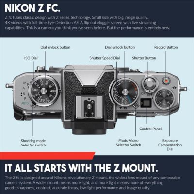 Z fc DX-Format Mirrorless Camera with Mount Adapter FTZ, Candisk PRO 64GB, Alpine 120, ProOp Cleaning Kit