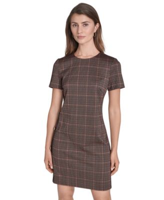 Women's Micro Houndstooth Button Dress