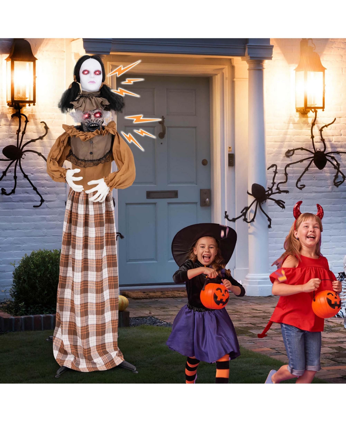 Halloween Animatronics with Red Light Up Eyes Motion & Sound Activated