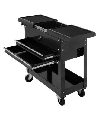 Rolling Mechanics Tool Cart Slide Top Utility Storage Cabinet Organizer 2 Drawer