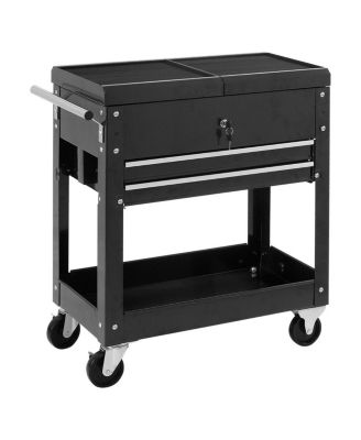 Rolling Mechanics Tool Cart Slide Top Utility Storage Cabinet Organizer 2 Drawer
