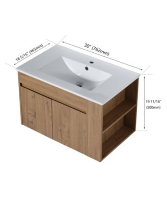 30 Inch Bathroom Vanity with White Ceramic Basin