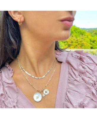 Mother of Pearl Bar Necklace 14K Gold 20 inches