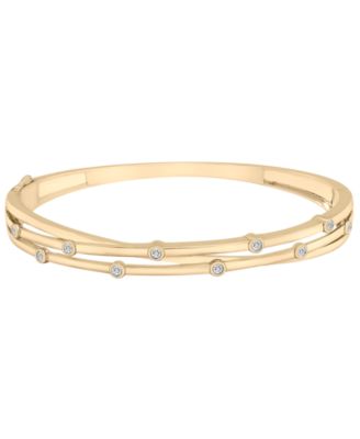 2-Pc. Set Diamond Bangle Bracelet and Hoop Earrings (1/4 ct. t.w.) in 14k Gold-Plated Sterling Silver