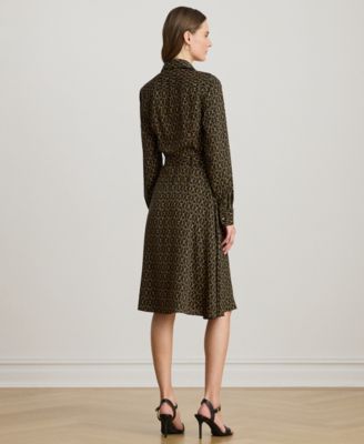 Petite Chain Print Point Collar Shirtdress