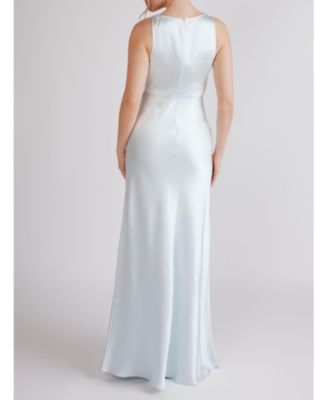 Cowl Front Satin Bridesmaid Dress