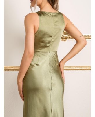 Cowl Front Satin Bridesmaid Dress