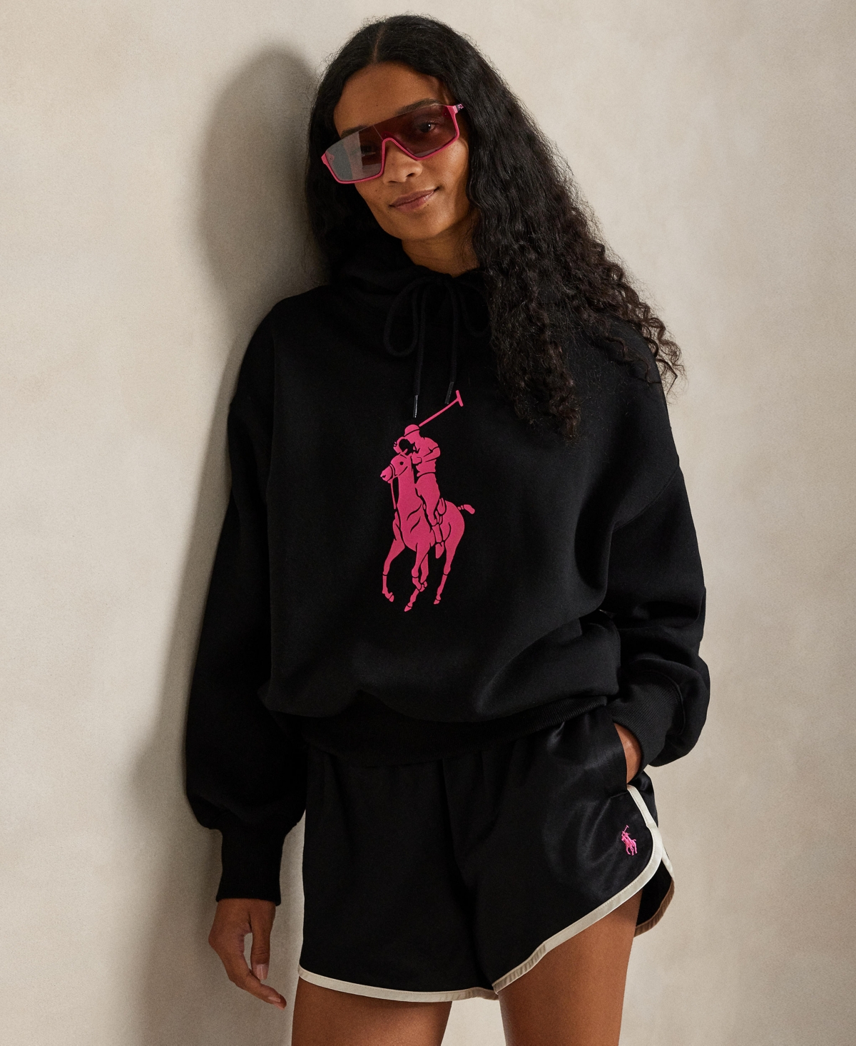 Polo Ralph Lauren Women's Pink Pony Fleece Long Sleeve Hoodie