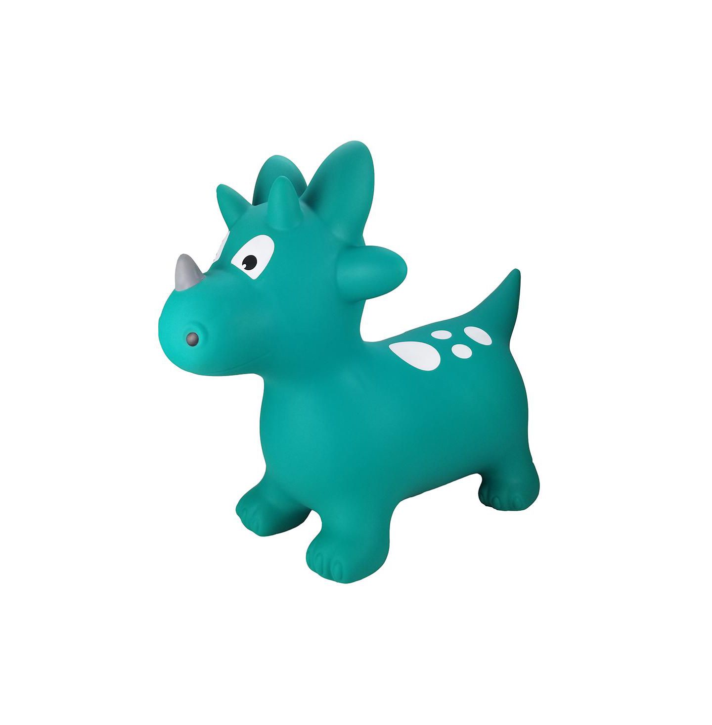 Детские игрушки BounceZiez Inflatable Bouncy Ride-On Hopper W/ Pump - Dino, цвет: Зелёный — фото 1
