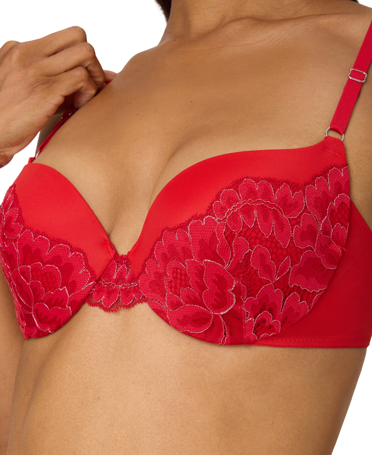 Maidenform Love The Lift Rose Gold Lace Push Up Bra Dm9900 In Red