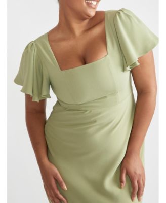 Women's Square Neck Crepe Bridesmaid Dress