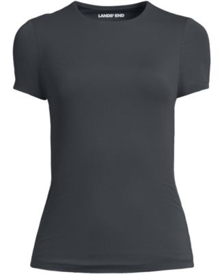 Women's Short Sleeve Tugless Double Layer Crew Neck Knit Top