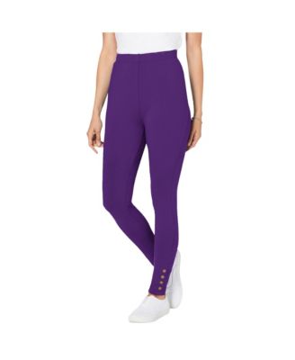 Plus Size Stretch Cotton Snap-Trim Legging